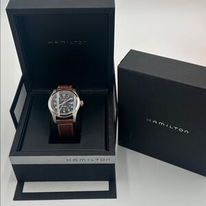 Hamilton KHAKI watch with brown leather strap in original box